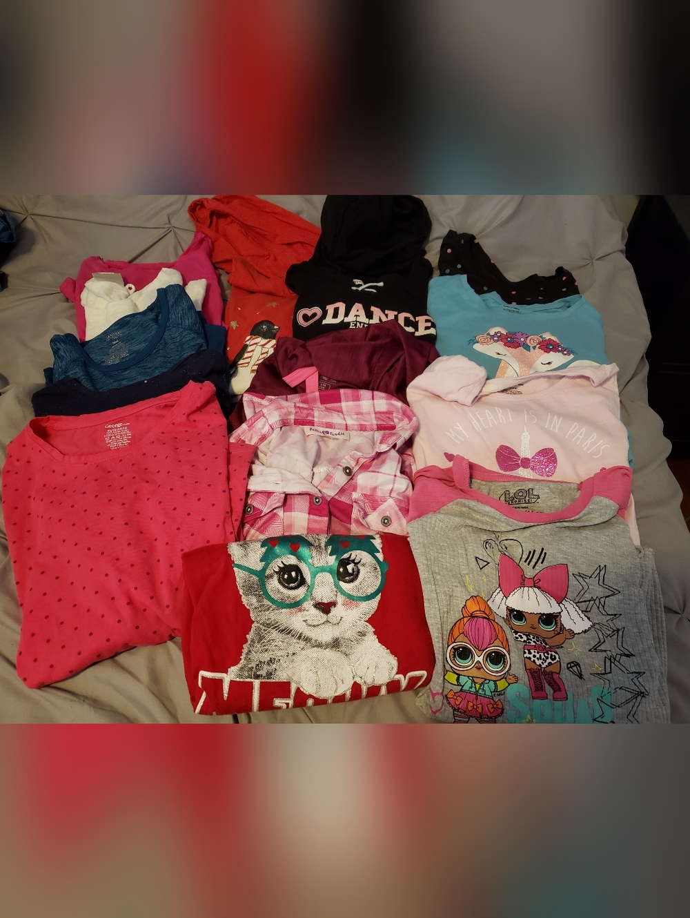 Girls Long Sleeve Shirt Lot, 14/16